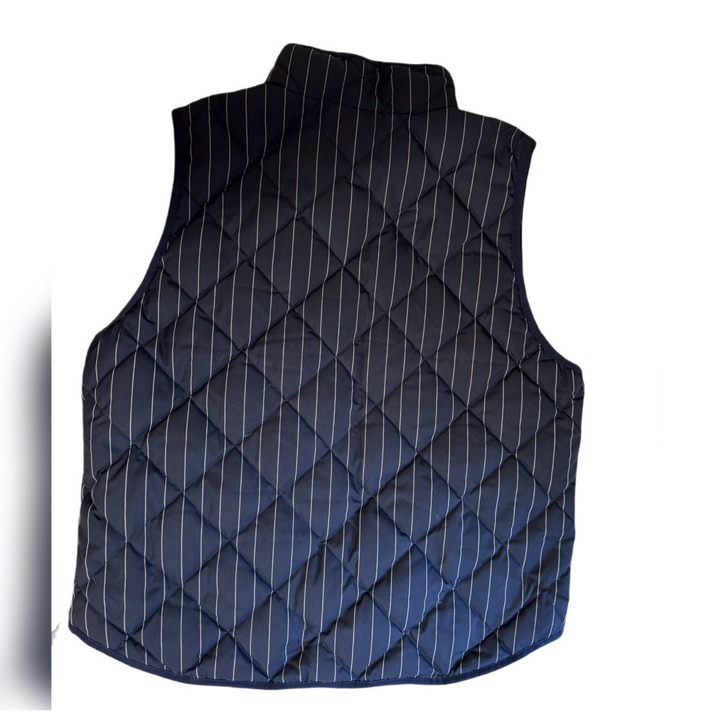 J. Crew Excursion Quilted Puffer Vest Navy Blue Pin Stripe Down size XL - Picture 3 of 9